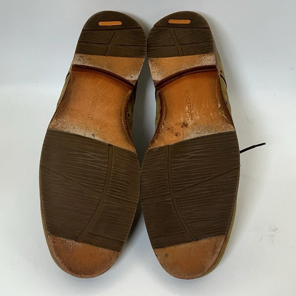 Rockport Brown Suede‎ Leather Tan Wingtip Oxford Dress Shoes Men's 9 Worn Once